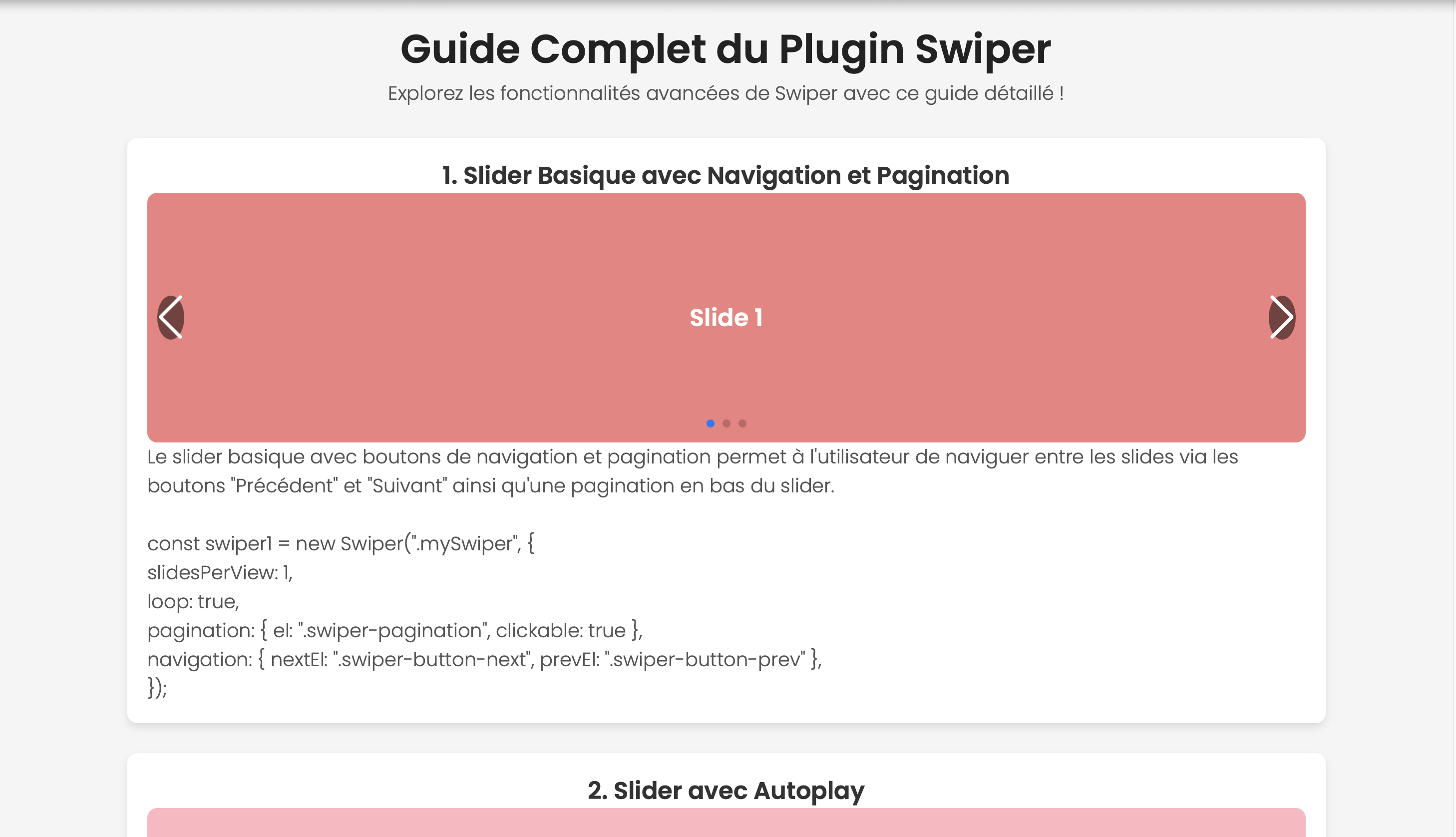 Guide pour swiperJS